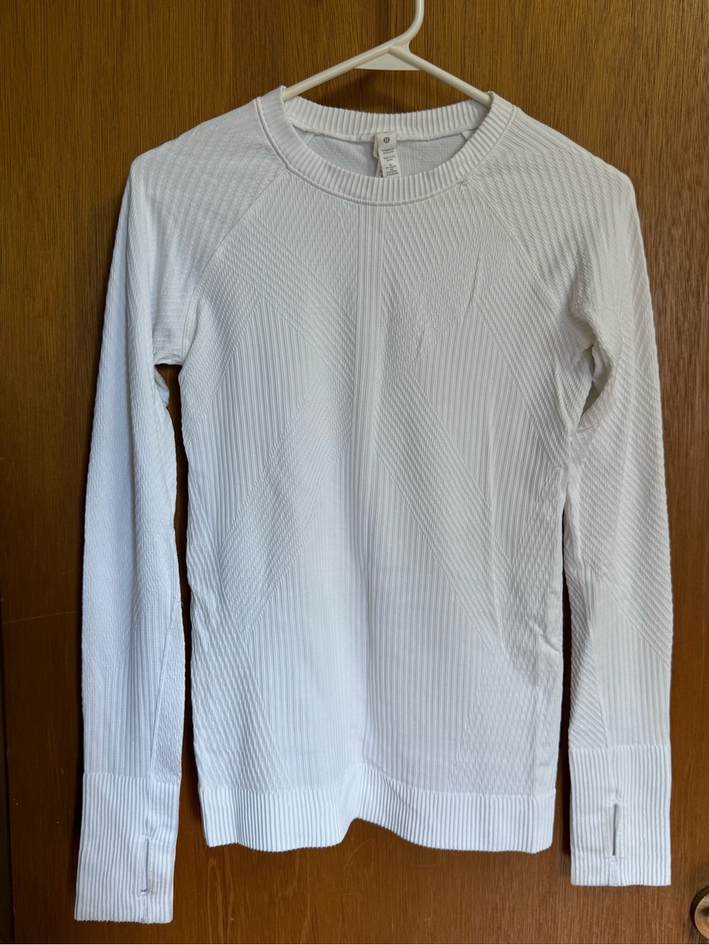 Lululemon White Textured Long Sleeve Top